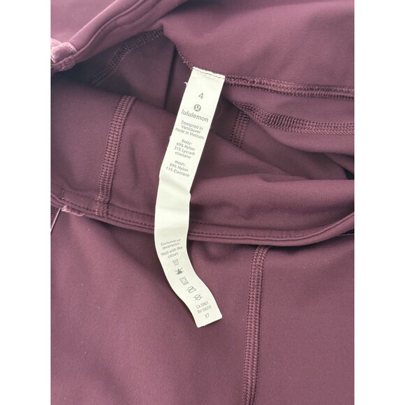 LULULEMON Wunder Under Crop High Rise 4 Burgundy Flocked 21" Cutout EUC B34 - Picture 6 of 6